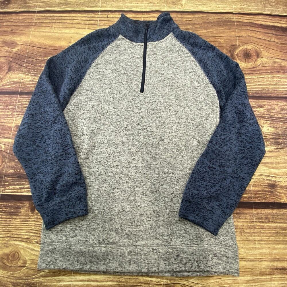 Old River Sweater 1/4 zip Pullover Mens Size Medium Gray Blue